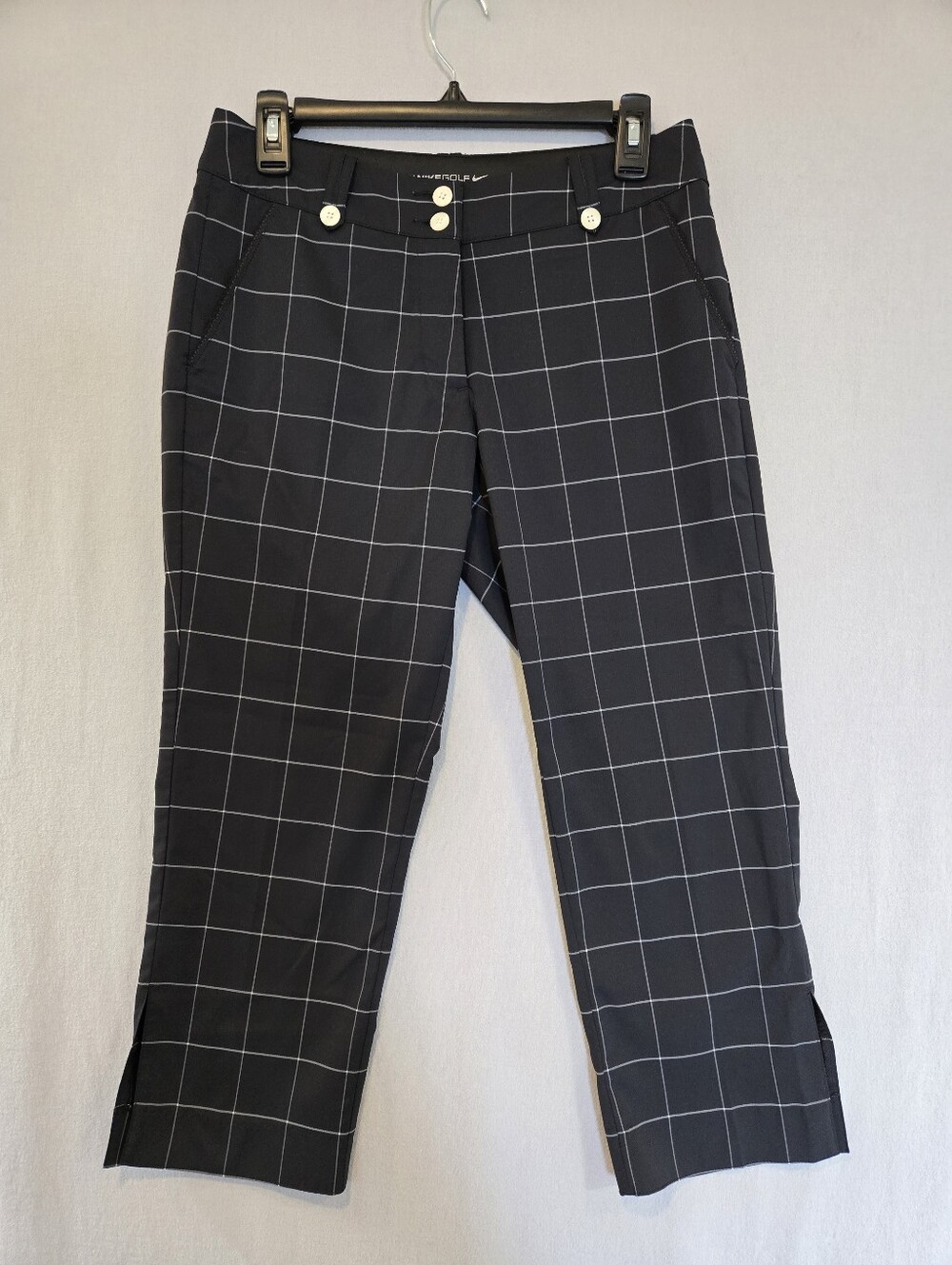 Nike Golf Audrey Capri Pants Black Plaid Dri-Fit Stretch Women's Size 4